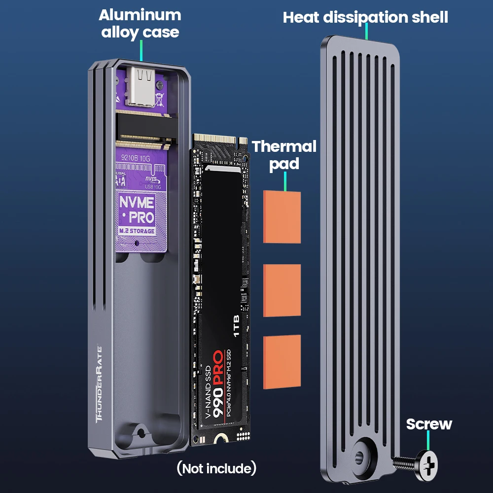 JEYI M.2 SSD carcasa NVMe SATA protocolos duales SSD carcasa USB 3,2 10Gbps adaptador PCIe carcasa externa compatible con teclas M y B & M - imagen 5