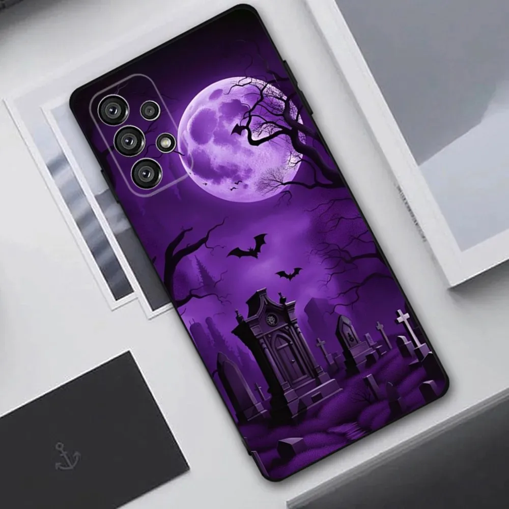 Funda de teléfono gótica con diseño de murciélago vampiro para Samsung Galaxy A20,A21s,A22,A31,A32,A52,A53,A72,73,A80,A91 funda negra suave - imagen 5