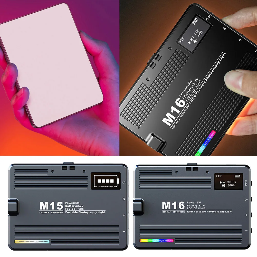 Luz LED RGB M15 para vídeo y fotografía, lámpara de relleno a todo Color, recargable, 1500mAh, regulable, 2500-9900K - imagen 2