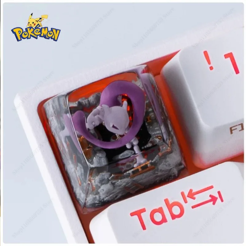 Teclas de resina de Pokémon Mewtwo, personalización de personajes de Anime, Teclado mecánico 3D, teclas DIY, accesorios de teclado bonitos, regalos