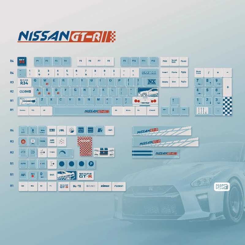 Juego de teclas con tema GTR para coche de carreras, perfil de cereza PBT, teclas originales personalizadas hechas a mano para teclado mecánico, accesorios de regalo - imagen 4