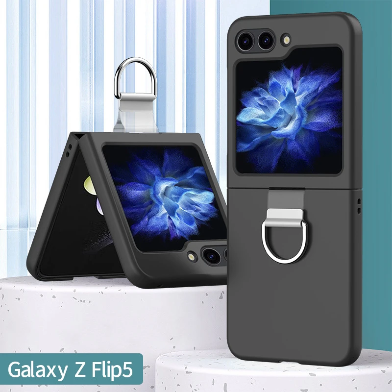 Funda de teléfono con cordón de seda y soporte de anillo plegable de moda de lujo para Samsung Galaxy Z Flip 5 4 3 Flip5 cubierta acrílica dura a prueba de golpes - imagen 3