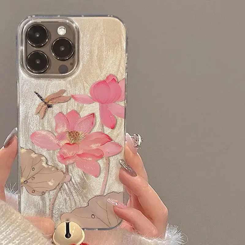 Funda de teléfono brillante para iPhone 16 15 14 13 12 11 Pro Max 16E XS X XR 7 8 Plus SE2 cubierta con patrón de flores de acuarela cubierta a prueba de golpes - imagen 2