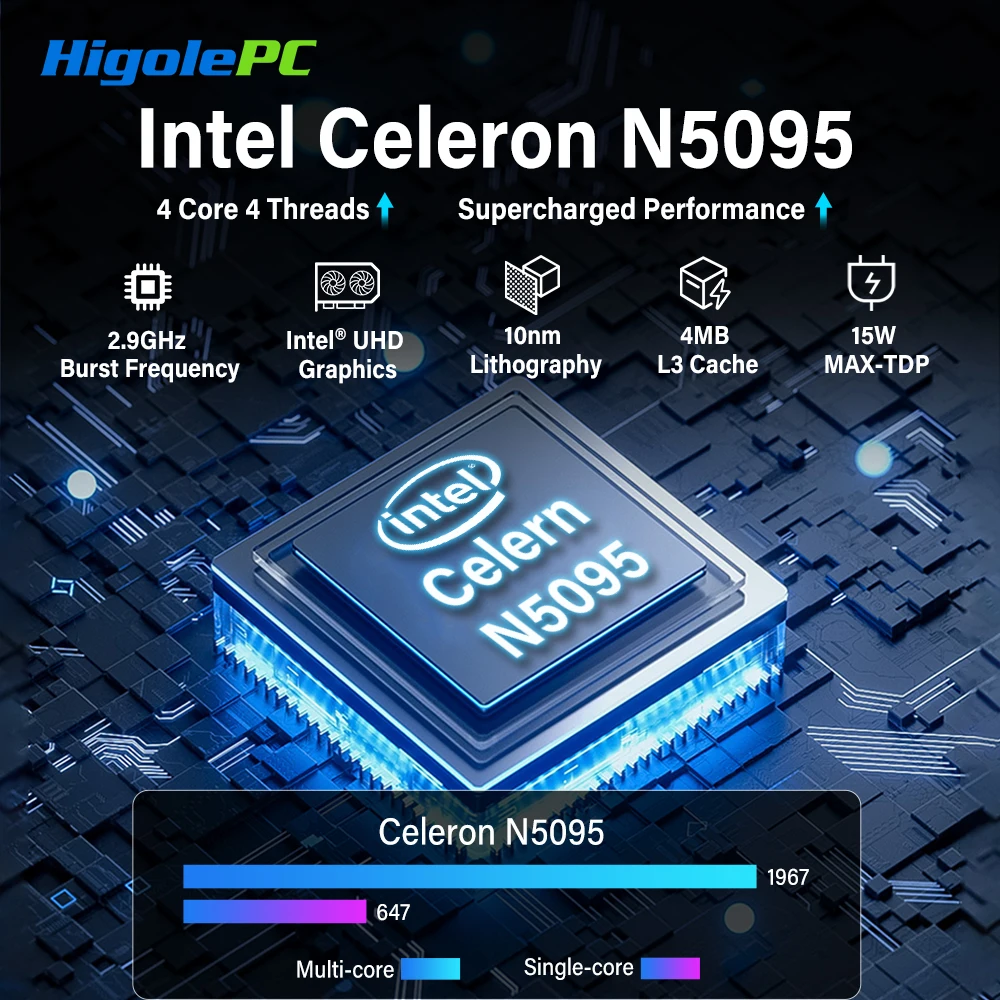 Higole F10 10,1 ''Mini PC sin ventilador Intel N5095 Windows 11 WiFi5 8GB 128GB 5000mAh 4K RS-232 RJ45 portátil PC de escritorio Mini ordenadores - imagen 3