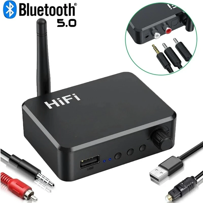 Adaptador convertidor DAC de Audio Digital a analógico Digital SPDIF óptico Toslink a 3,5mm 3,5 AUX Jack RCA L/R Bluetooth 5,0 receptor - imagen 2