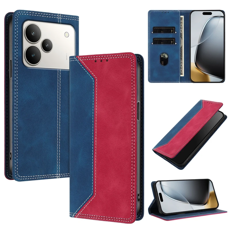 Para Realme P4 Pro Funda con tapa magnética para Coque Realme P 4 p4 pro Funda de teléfono RealmeP4 Funda de cuero con bloques de Color a la moda - imagen 2