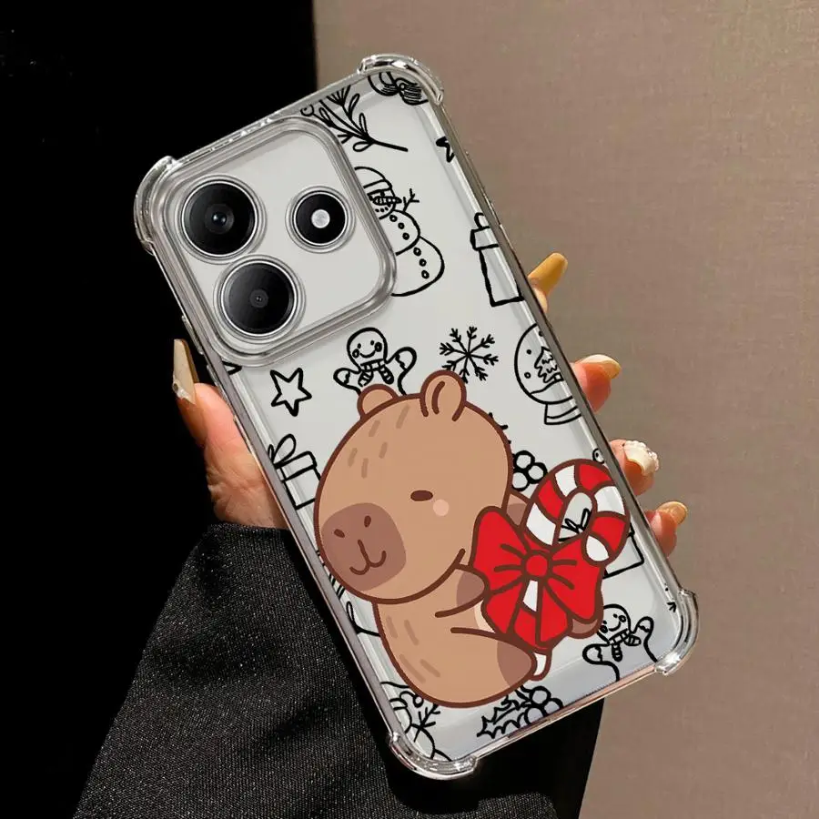 Funda de teléfono transparente Capybara de Navidad para Xiaomi Redmi 13C K80 5G A3X K80 Pro A5 14C A3