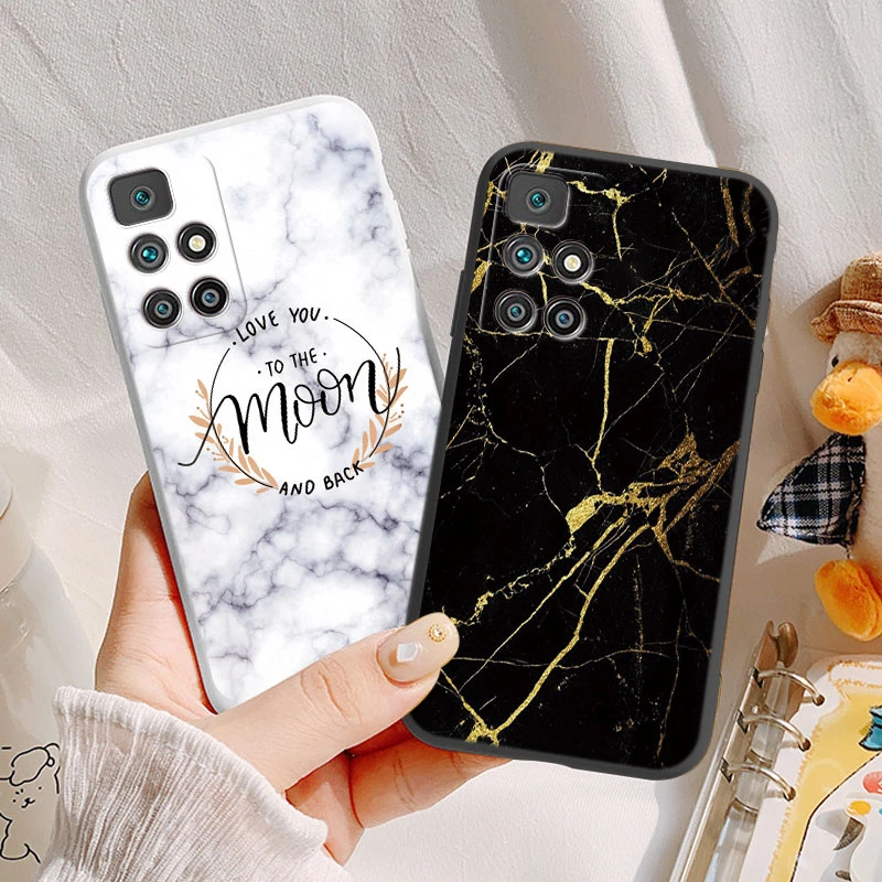 Funda de teléfono con diseño de mármol para Redmi 10, Funda protectora para Redmi 10, Funda de silicona suave de mármol dorado rosa para Xiaomi Redmi 10 - imagen 3