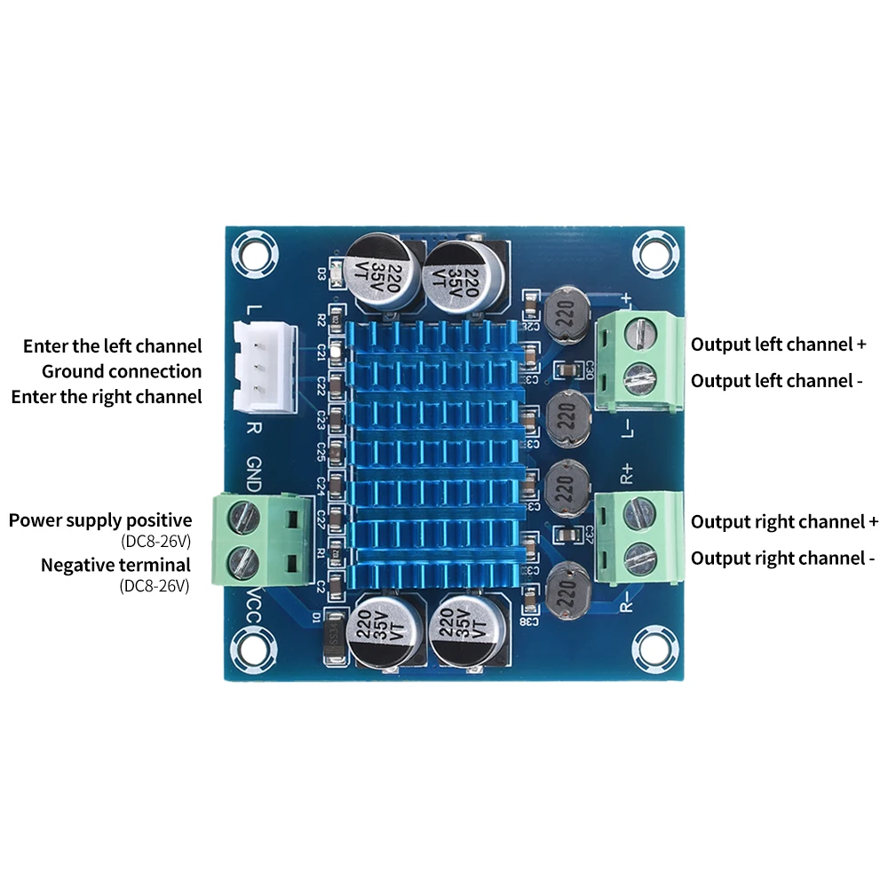 TPA3110 XH-A232 30W + 30W Placa amplificadora de potencia de Audio estéreo Digital de 2,0 canales DC 12V 24V 3A Módulo de altavoz de doble canal - imagen 4