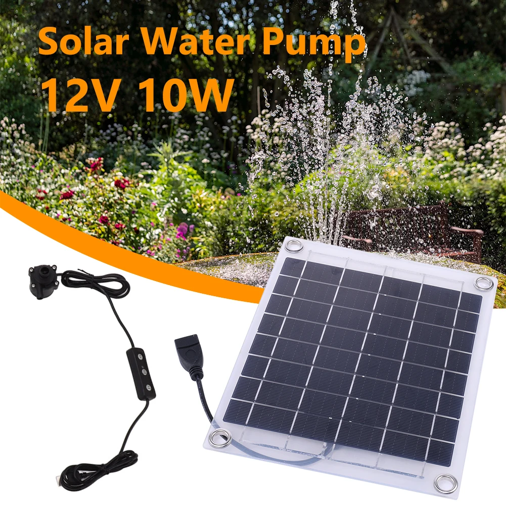 Analyste de pompe à eau à panneau solaire pour sécuritaires, mini fontaine à panneau solaire avec interrupteur de réglage, décoration de jardin, 12V, 10W - imagen 3