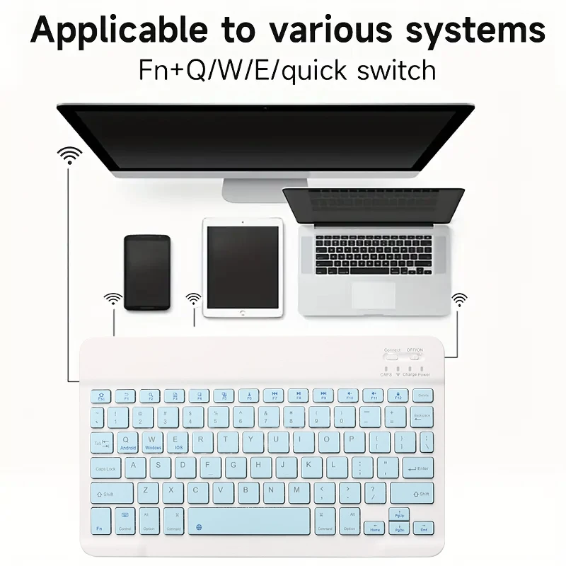 Teclado y ratón compatibles con Bluetooth para iPad, Xiaomi, tableta, Mini teclado inalámbrico recargable para Android, IOS y Windows - imagen 3