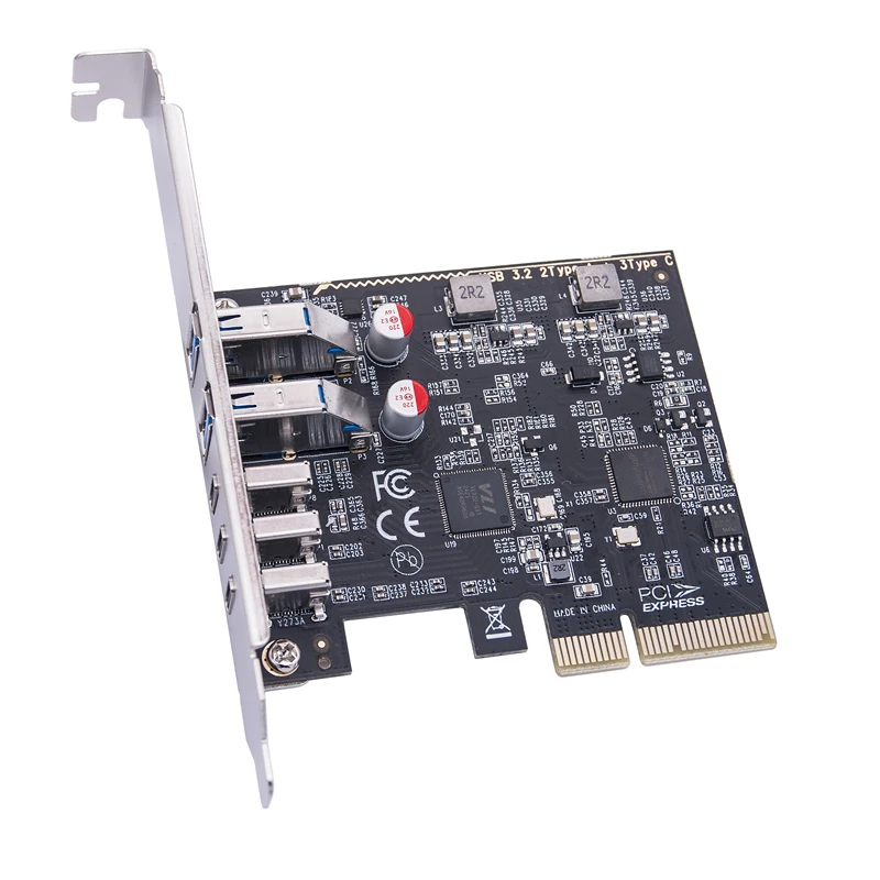 Tarjeta USB PCIE de 2 puertos USB3.2 GEN2 USB-A + 3 puertos tipo C, tarjeta de expansión de 10Gbps, adaptador de concentrador USB PCI Express X4, multiplicador para escritorio - imagen 3