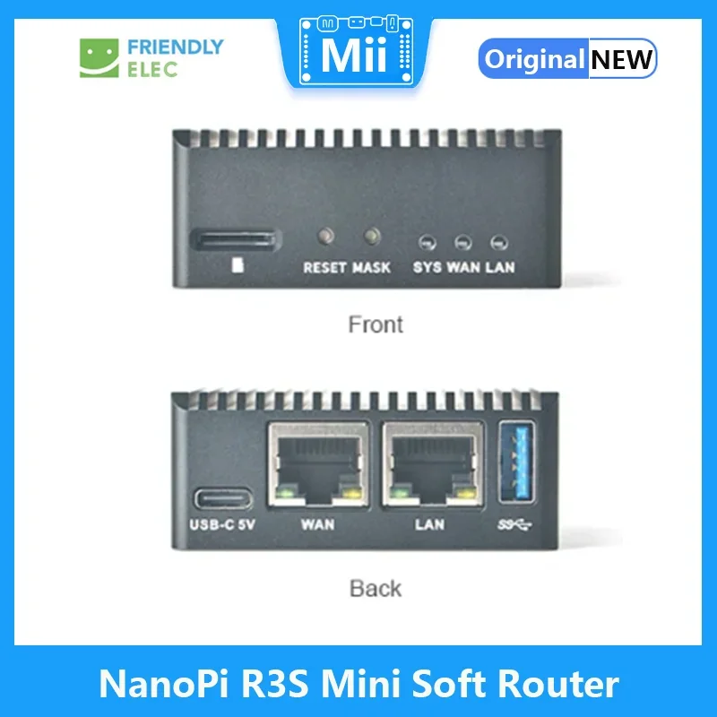 Friendly NanoPi R3S LTS 1GB/2GB RAM 0GB/32GB EMMC Mini enrutador suave con Rockchip RK3566 Android Box puerto de red dual - imagen 4