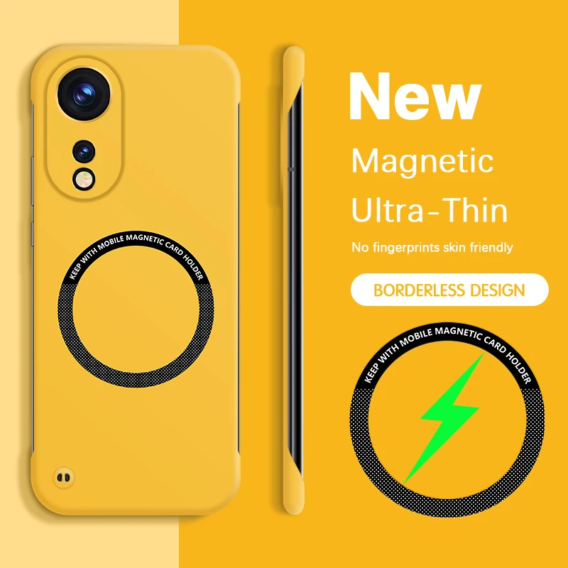 Para OPPO Reno8 T Reno 8T A1 Pro A1Pro 5G funda de teléfono magnética carcasa dura de lujo sin marco antihuellas cubierta trasera ligera - imagen 2