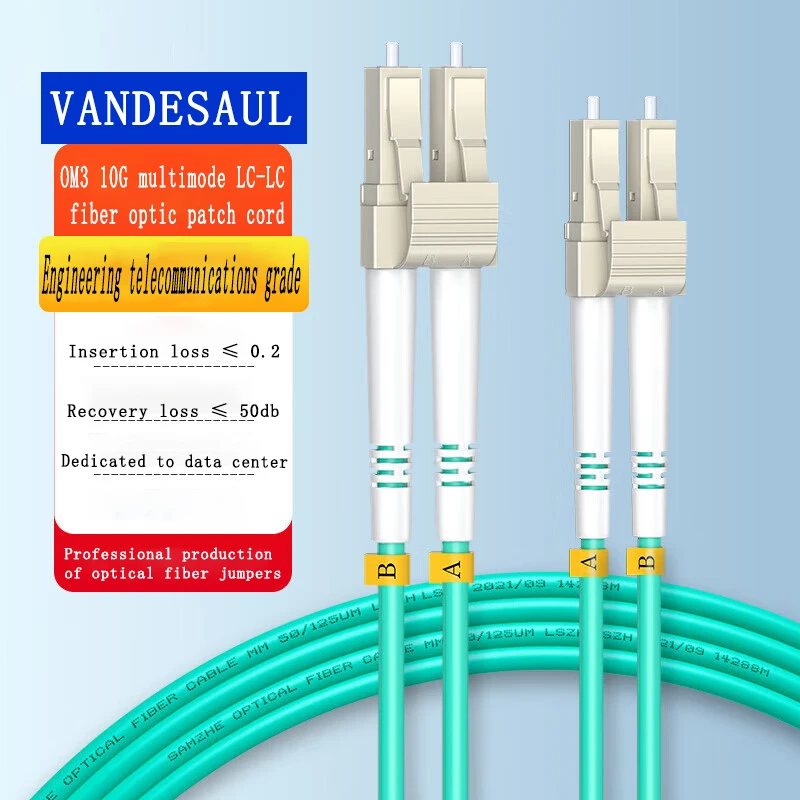 Vandesail-Cable de fibra LC OM3 para exteriores, Cable de parche de Internet de 50m, multimodo dúplex, chaqueta LSZH, 150m, 125m, 1 pieza - imagen 2