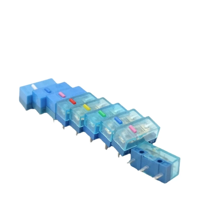 Huano-microinterruptor silencioso transparente de 20m, 50m, 80m, aleación de oro de por vida, carcasa azul, blanco, rosa, azul, puntos, 2 unids/lote por paquete - imagen 5