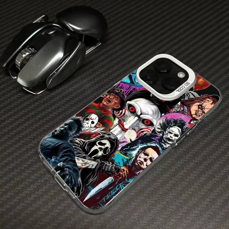 Funda esmerilada de payaso con máscara espeluznante de Halloween para iPhone 17 Air 16 E 15 14 Plus 13 12 Mini 11 Pro Max, funda de silicona de hoja acrílica - imagen 5