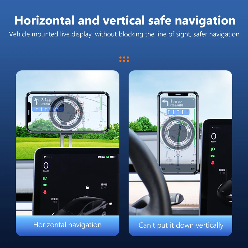 Soporte magnético para teléfono GPS para coche, montaje lateral de pantalla de ordenador portátil de Metal Tesla, Monitor de expansión para MackBook/iPhone - imagen 5