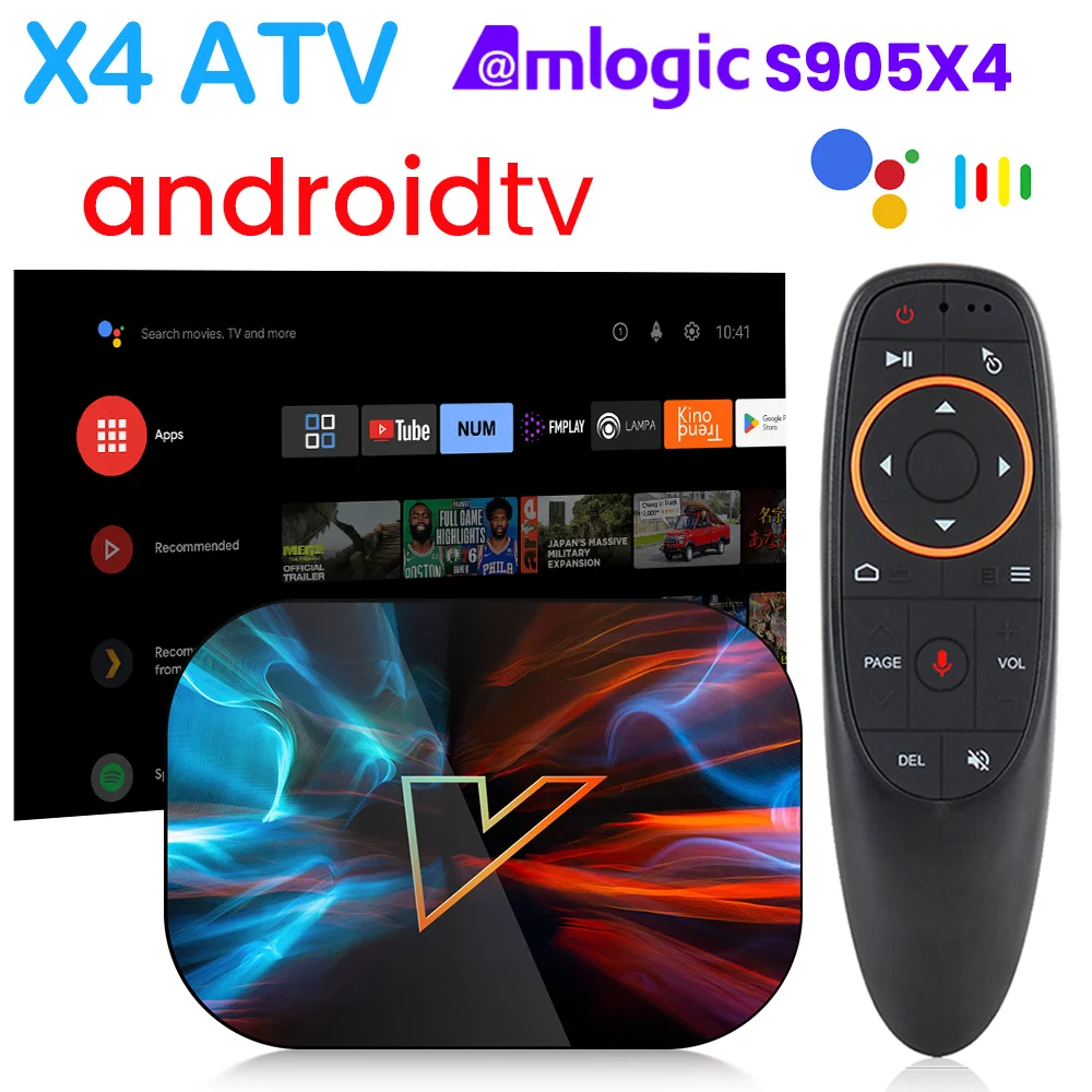 VONTAR-Dispositivo de TV inteligente X4 ATV, decodificador con Android TV 128, 4GB, 32GB, 64GB, 11,0 GB, Amlogic S905X4, compatible con 4K, AV1, 1000M, Wifi, reproductor multimedia