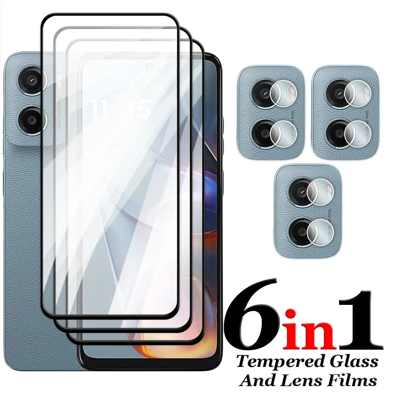 6 en 1 para Motorola Moto E15 vidrio para Moto E15 E14 E13 E30 E20 vidrio templado 2.5D cubierta completa pegamento Protector de pantalla para película E15 - imagen 2