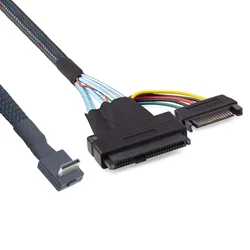 Cable PCIe OCuLink SFF-8611 4i a U.2 SFF-8639 NVMe 90°