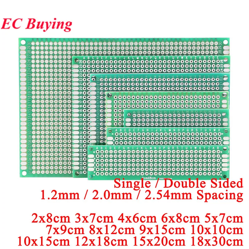 Placa de circuito impreso Universal PCB de un solo/doble cara 20*30 15*20 12*18 10*15 10*10 8*12 6*8 2*8 4*6 7*9CM placa de placa de pruebas