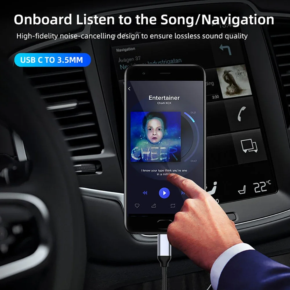 Cable de Audio auxiliar USB C a 3,5mm, conector tipo C para auriculares, conector de altavoz para coche para Samsung, Xiaomi, Huawei Universal - imagen 4