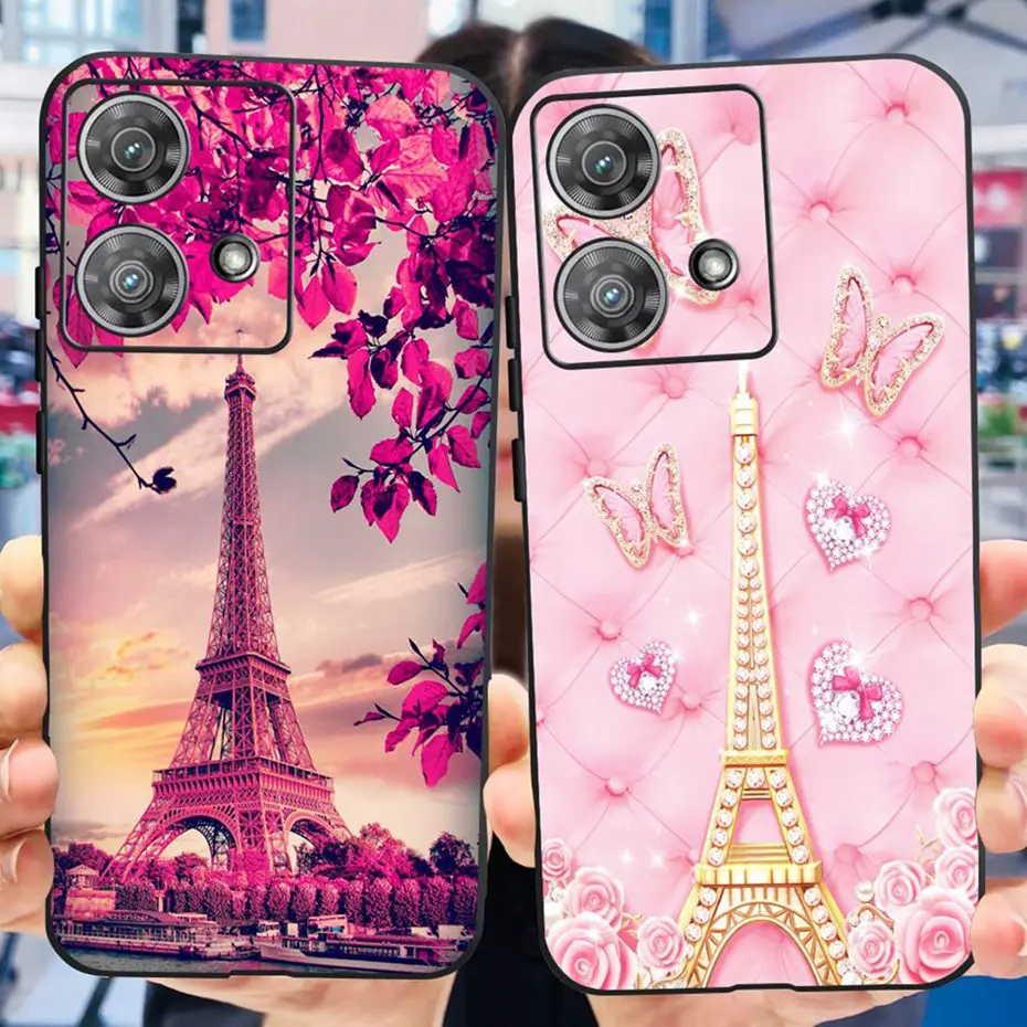 Funda de silicona suave para Motorola Edge 40 Neo, carcasa moderna de mariposa y flores para Motorola Edge 40 5G Edge40 40neo 2023, parachoques de TPU negro - imagen 3