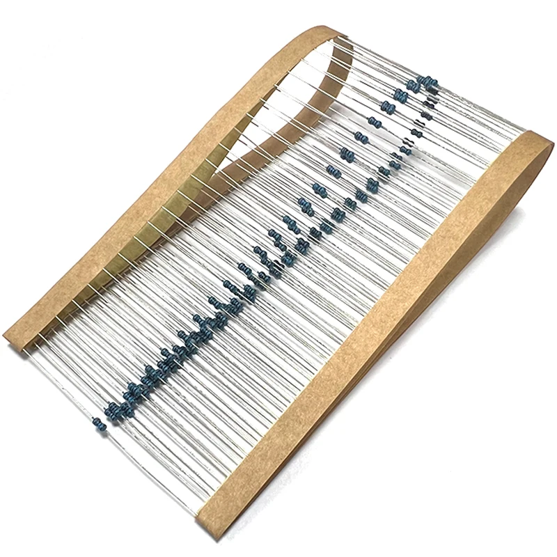 100 Uds 1/8W 1/6W resistencia de película metálica 1R 1R2 1R5 10R 12R 15R 100R 120R 1K 1M 1 1,2 1,5 10 12 15 100 120 150 R K M Ohm 1% 0,125 W