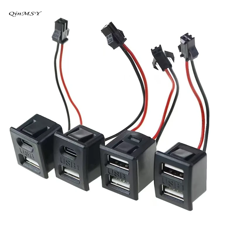 DIY OEM tipo A y tipo C enchufe hembra Horizontal a paso de Cable de cabecera de 2 pines = 2,54mm tipo de montaje de pestillo alimentación DC 5V