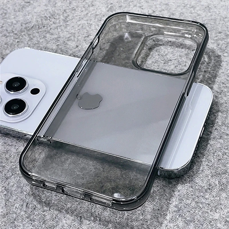 Funda blanda de silicona negra transparente de lujo para iPhone 15, 14, 13, 12, 11 Pro Max Plus Mini, carcasa trasera de goma ultrafina transparente