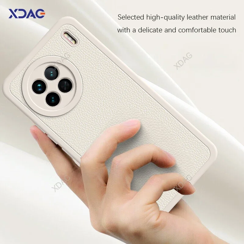 Funda trasera de cuero suave para teléfono móvil VIVO X90 S X90S Pro Plus 5G, protección de lente de piel de cordero de lujo, carcasa a prueba de golpes - imagen 4
