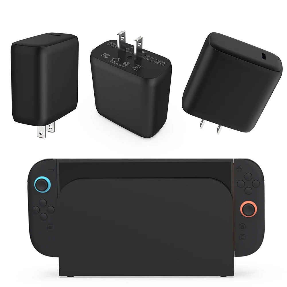 Adaptador de CA de 60W, cargador rápido para consola de juegos Nintendo Switch 2, adaptador de CA, fuente de alimentación, cargador tipo C para accesorios Switch 2