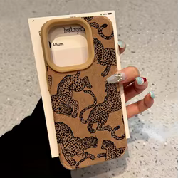 Funda de teléfono de cuero regenerado con patrón de leopardo vivo para iPhone 17 16 15 14 Pro Max 13 12 11 XS XR X 16 Plus cubierta de parachoques a prueba de golpes