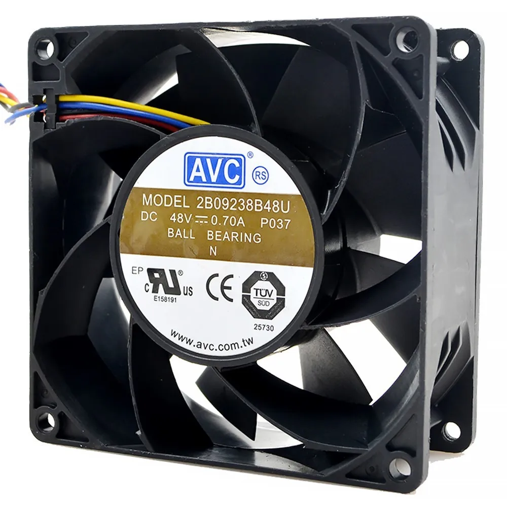 Ventilador de alta velocidad de 92mm y 90mm para AVC 92*92*38 2B09238B48U 92X92X38mm DC 48V 0.7A ventilador de servidor de radiador de 4 cables