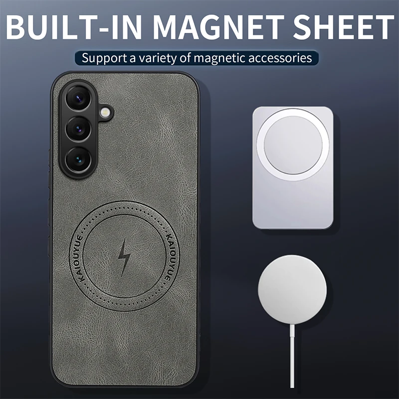 Funda para Samsung A56 A55 A54 A36 A06 4G 5G patrón de rayo Nappa cubierta de protección de cámara de cuero magnético para Samsung A56 - imagen 2