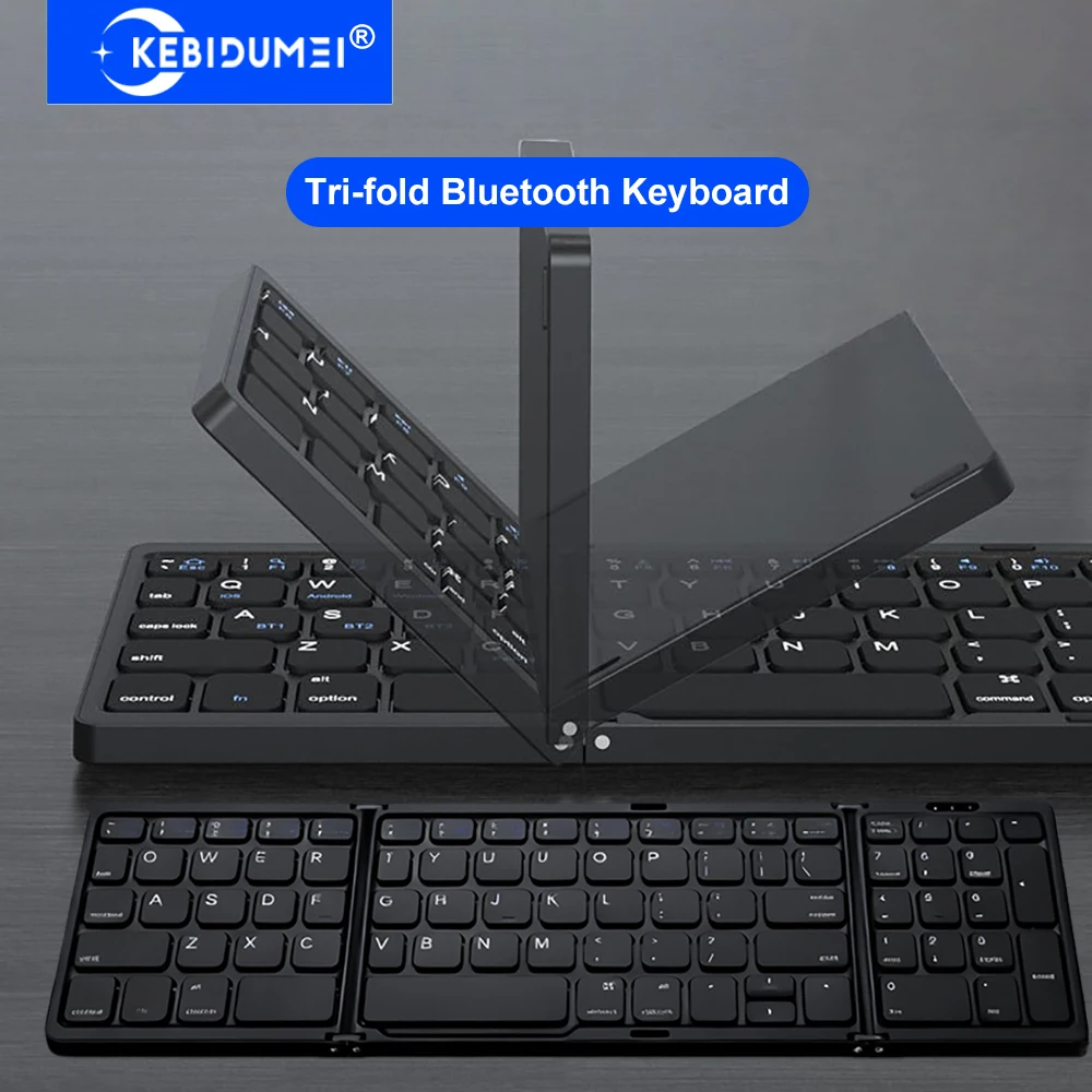Teclado Bluetooth plegable, teclado recargable, Mini teclado portátil, teclado inalámbrico silencioso para ordenador portátil, Windows, Android IOS