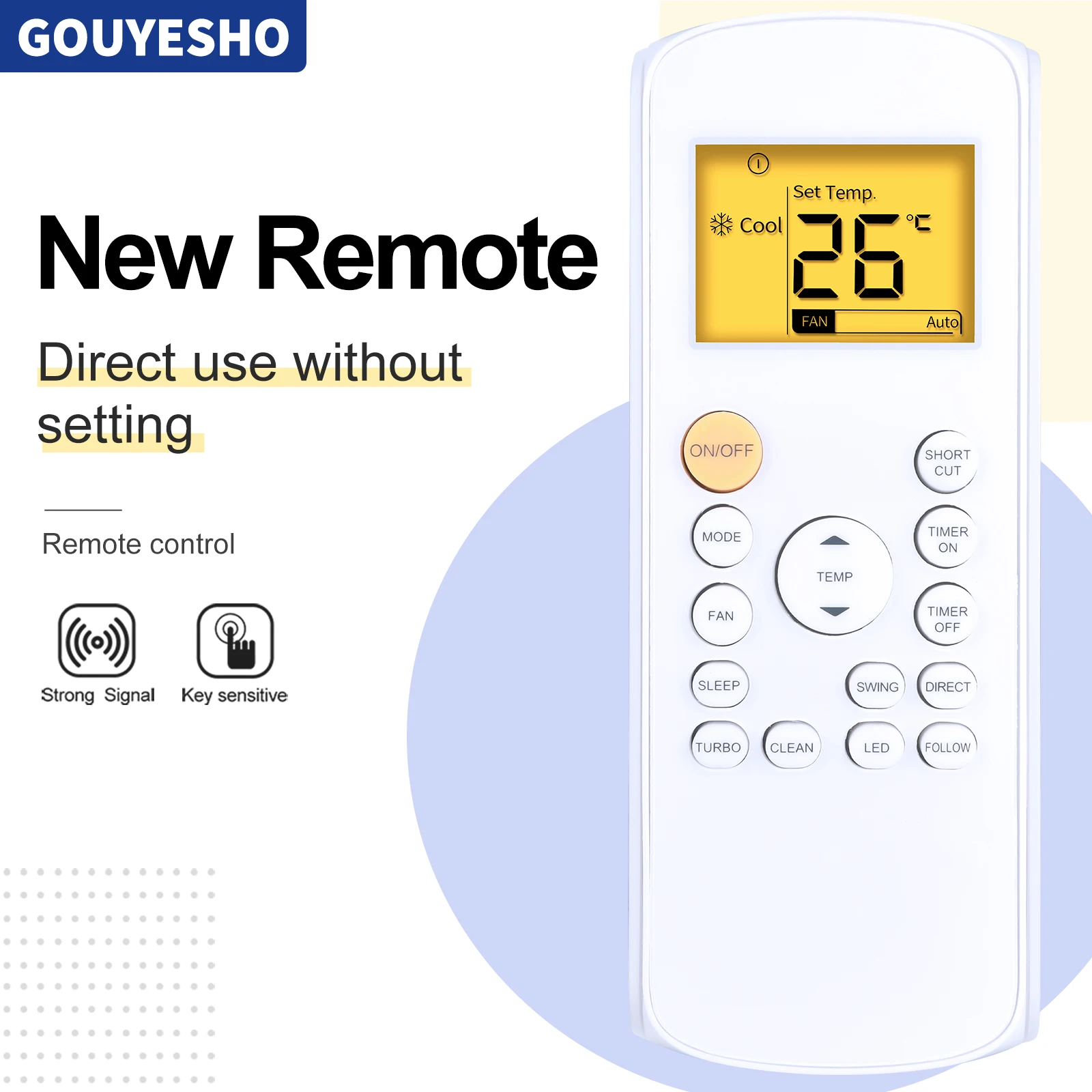 Nuevo RG57A1(B)/BGEF para Control remoto de aire acondicionado Midea con retroiluminación
