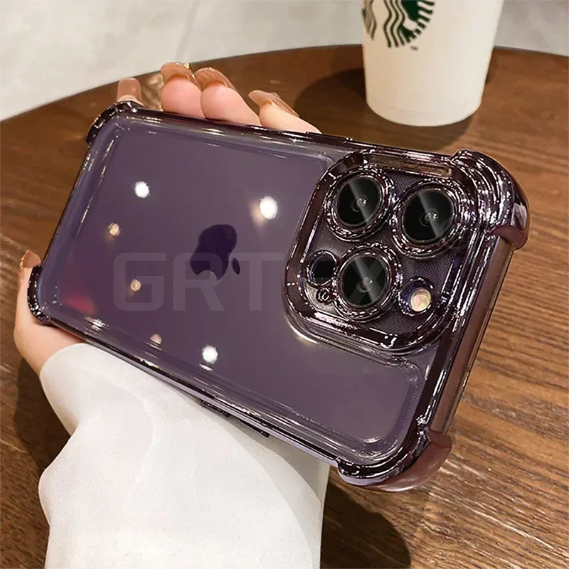 Funda de teléfono transparente a prueba de golpes con revestimiento morado de lujo para iPhone 17 Pro 17 Pro Max Air, funda suave de silicona de cuatro esquinas ﻿ - imagen 2