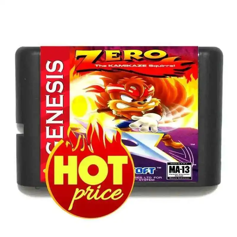 Nueva llegada Zero the KamikazeSquirrel tarjeta de juego MD de 16 bits para Sega Mega Drive para Genesis