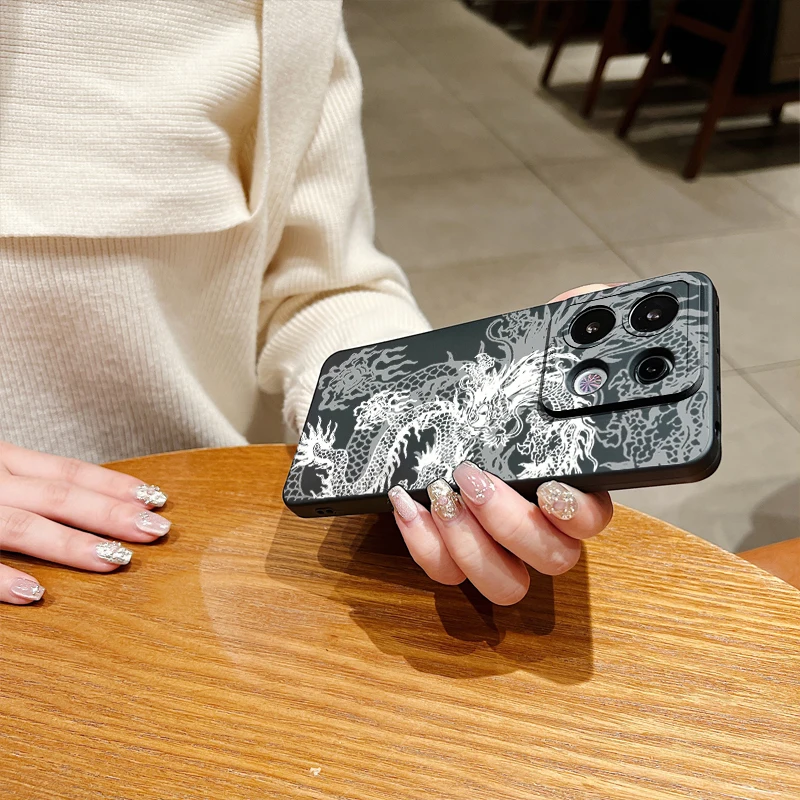 Funda de teléfono con diseño de dragón blanco para Xiaomi Mi 11 Lite 5G 14 13T 13 12T 12 Poco M6 X6 X5 F5 Pro Redmi 13C Note 13 12S 12 11 - imagen 4