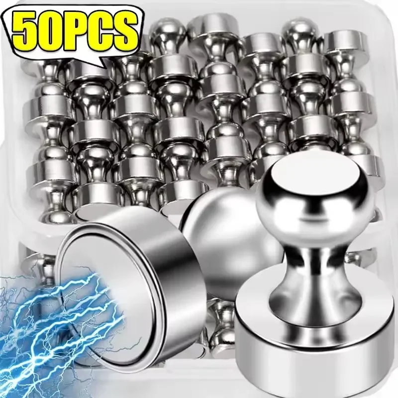 Chinchetas magnéticas portátiles de Metal para pizarra blanca, imanes fuertes, chinchetas para nevera, herramientas de almacenamiento para el hogar, 50/1 Uds.