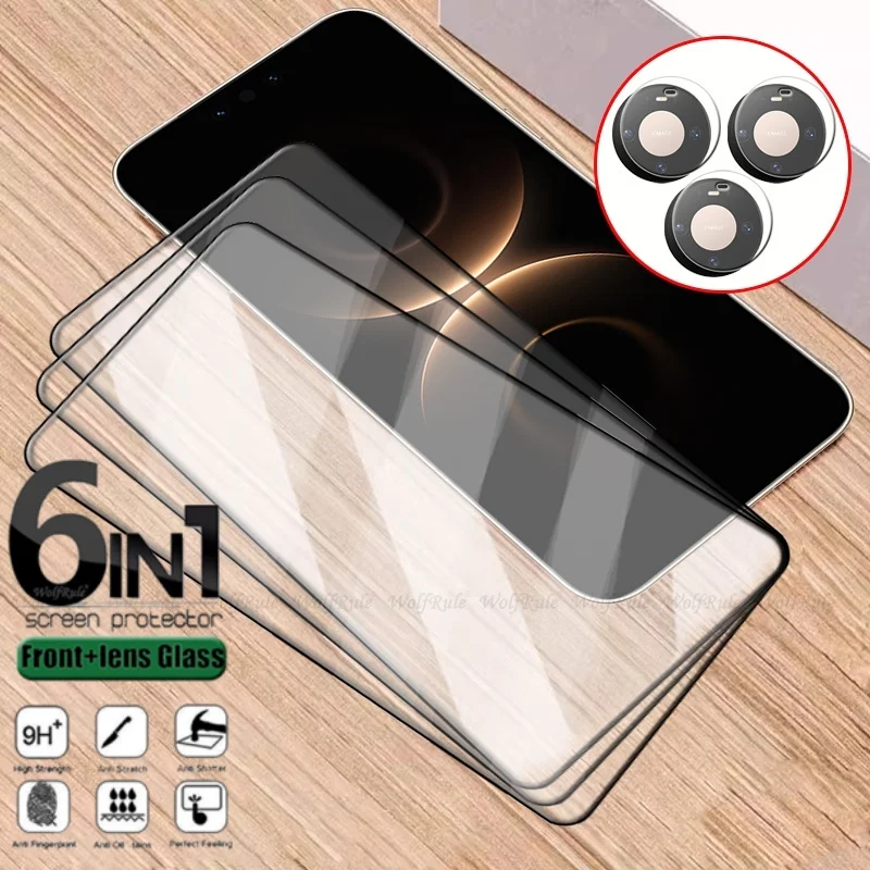 6 en 1 para Huawei Mate 80 vidrio Huawei Mate 80 Pro Max vidrio templado cubierta completa Protector de pantalla Huawei Mate 80 Pro lente de cristal