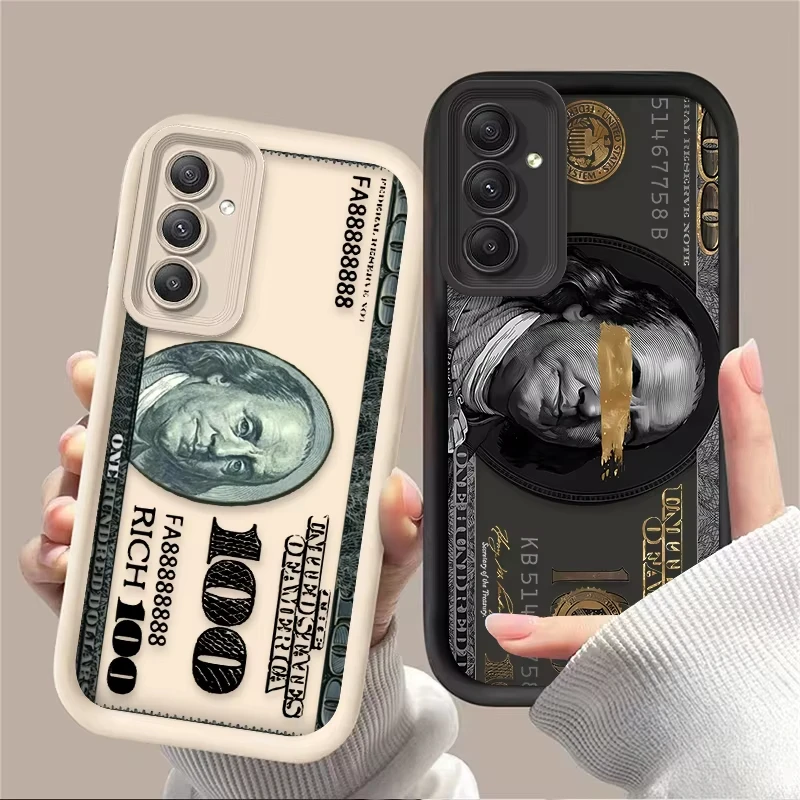 Funda de teléfono con diseño de dólar de lujo para Samsung Galaxy A14 A15 5G S21 S22 S23 S24 S25 5G FE Plus Ultra A25 A35 A52 A53 A54 A55 5G