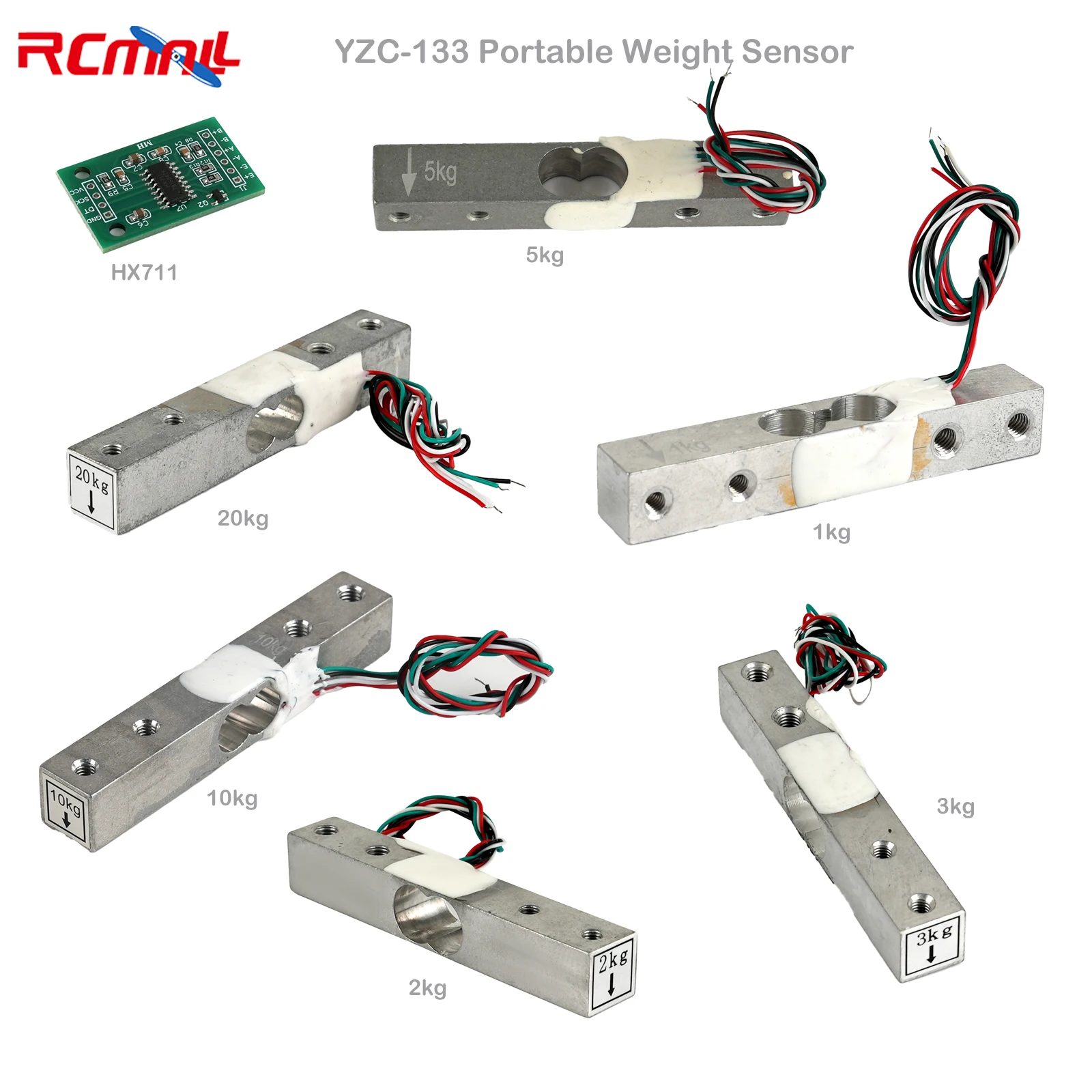 Sensor de pesaje portátil de YZC-133, 1KG, 2KG, 3KG, 5KG, 10KG, 20KG, celda de carga, módulo AD HX711 para báscula electrónica Arduino