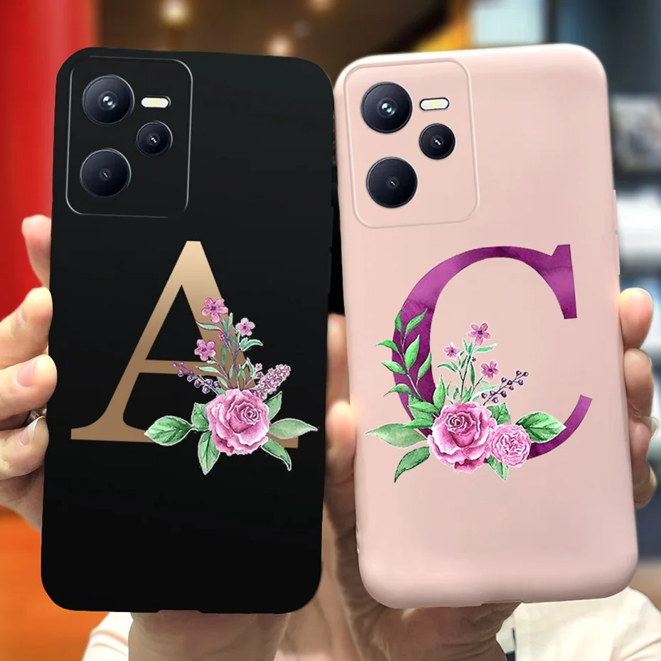 Funda de teléfono con letras bonitas para Realme C35, funda suave de silicona negra RMX3511 2020 para Realme C35 C 35 4G RealmeC35, parachoques rosa