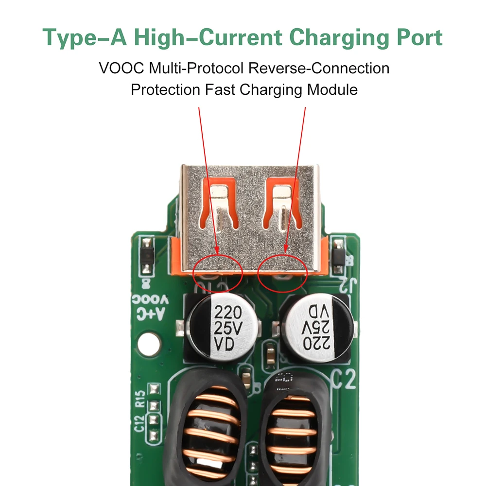 Adaptador de Carga Rápida para Teléfono Móvil QC3.0/QC3.0+ USB Tipo-C, Módulo Reductor de Voltaje DC9-30V, Compatible con Carga Rápida Multiprotocolo