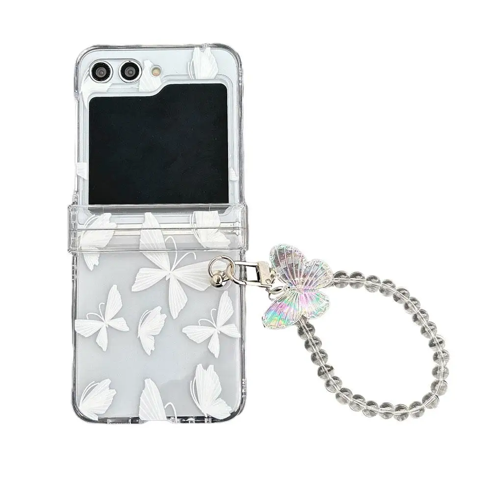 Funda con bisagra Floral para Samsung Galaxy Z Flip 5 ZFlip5, cubierta transparente, pulsera a prueba de golpes, dura, plegable, todo incluido, X1L4 - imagen 4