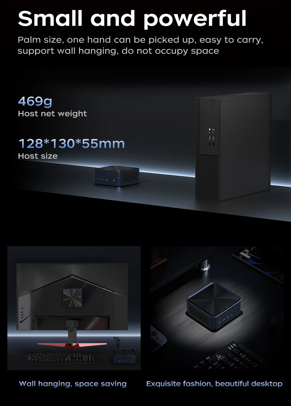 AittactXTexHoo MINI PC AMD R7 8745HS 7840HS 7735HS R5 6600H DDR5 NVMe Dual HDMI DP 4K Wifi6 Wordenador de juegos de escritorio - imagen 5