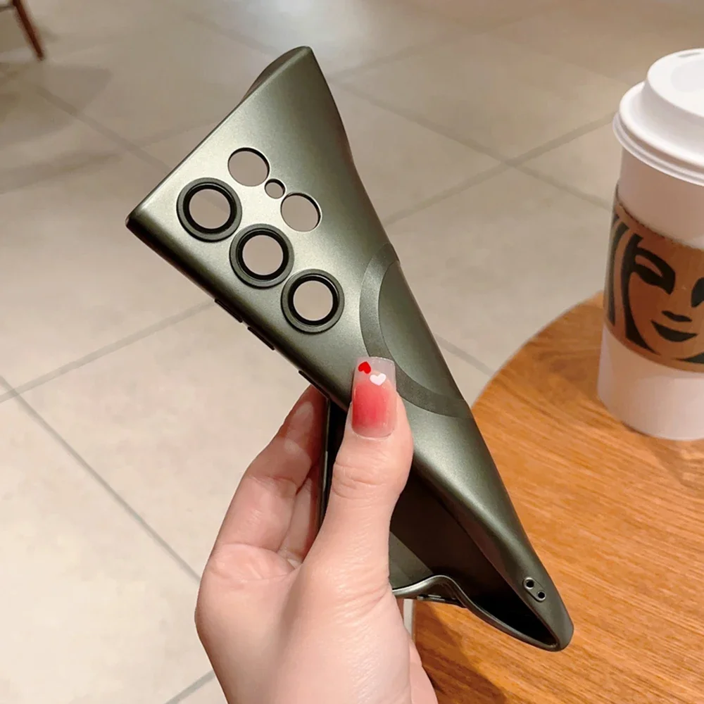 Funda de teléfono magnética mate chapada para Samsung Galaxy S25 S24 Ultra S23 FE S22 Plus protección de lente de vidrio cubierta suave a prueba de golpes - imagen 3